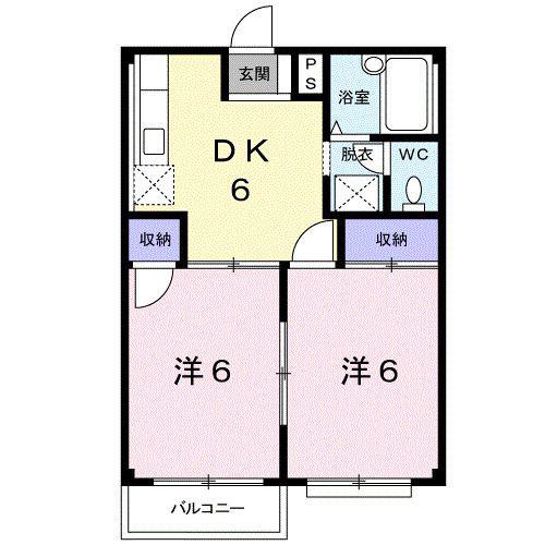 エルディムトビタ(2DK/1階)の間取り写真