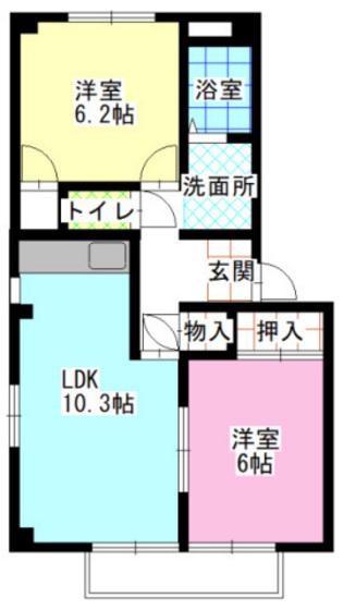 フォブールせが(2LDK/1階)の間取り写真