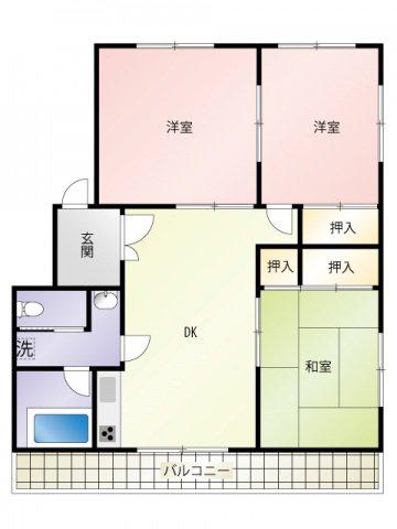 コーポ三宅(3DK/3階)の間取り写真