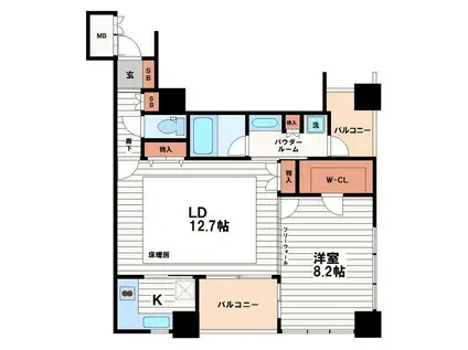 アルグラッドザ・タワー心斎橋(1LDK/9階)の間取り写真