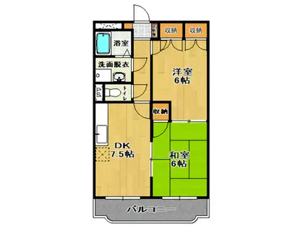 メゾンドアルファI(2DK/2階)の間取り写真
