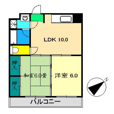 百石ヒルズ(2LDK/4階)の間取り写真