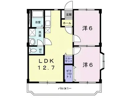 上旭ハイツ(2LDK/3階)の間取り写真