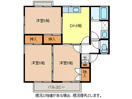 スカイガーデン青沼B棟(3DK/2階)の間取り写真