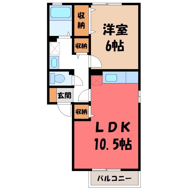 メゾンクレールB(1LDK/2階)の間取り写真