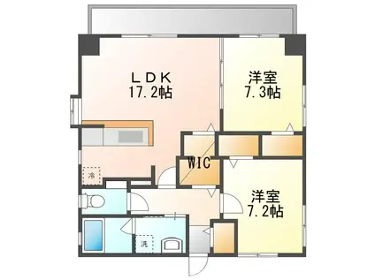 OHANA(2LDK/6階)の間取り写真