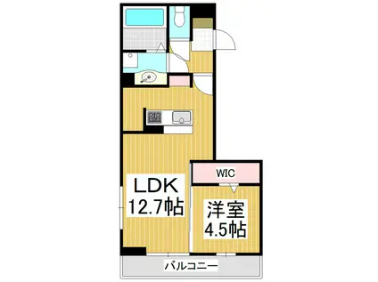 THREE(1LDK/3階)の間取り写真