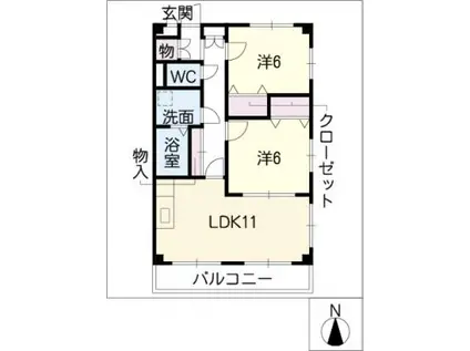グリーンゲイブルズ(2LDK/1階)の間取り写真