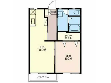 ル・シャーレ古里(1LDK/2階)の間取り写真