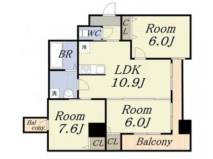 BONJOURアマデウス(3LDK/7階)の間取り写真