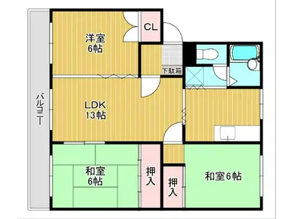 コーポオカムラ(3LDK/3階)の間取り写真
