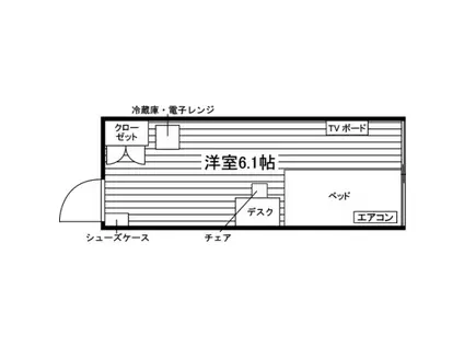 学生会館 ユニハーモニー調布(ワンルーム/1階)の間取り写真