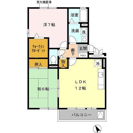 クレールプラザ立花D棟(2LDK/3階)の間取り写真