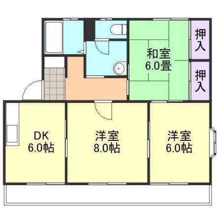 マンションみやび(3DK/1階)の間取り写真