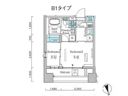 プライマル中央湊(2K/4階)の間取り写真