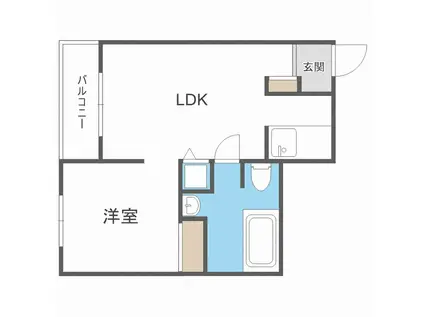 フレンズ本通南(1LDK/3階)の間取り写真