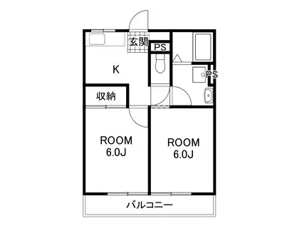 ハイツくろさき(2K/3階)の間取り写真