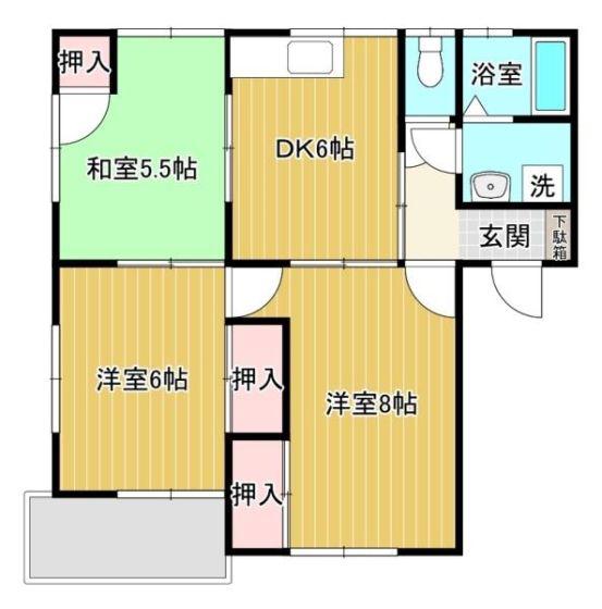 瀬戸海ブルーハイツ(3DK/1階)の間取り写真