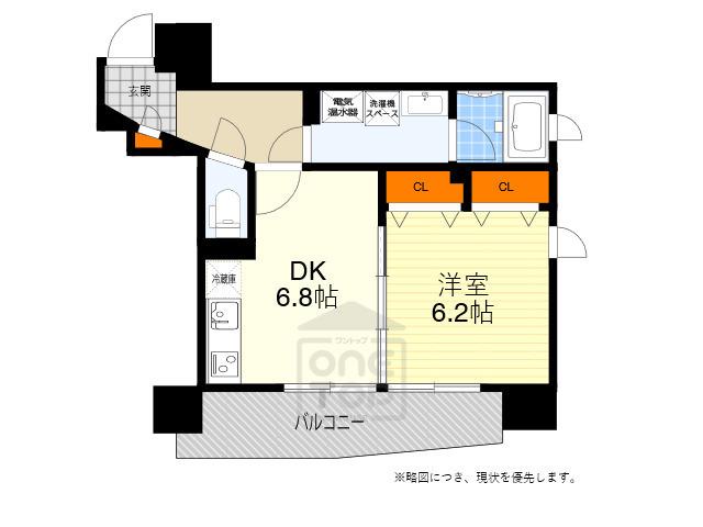 サンレムート江坂2ND(1DK/9階)の間取り写真