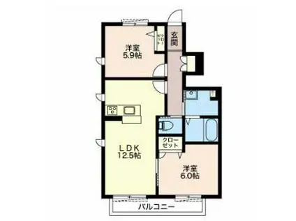 ウィングコートIII(2LDK/1階)の間取り写真