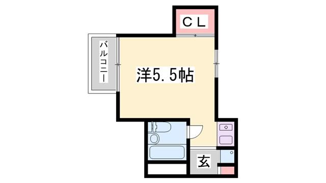 フローラル北平野(ワンルーム/1階)の間取り写真