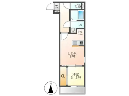 ベネフィス高畑(1LDK/1階)の間取り写真