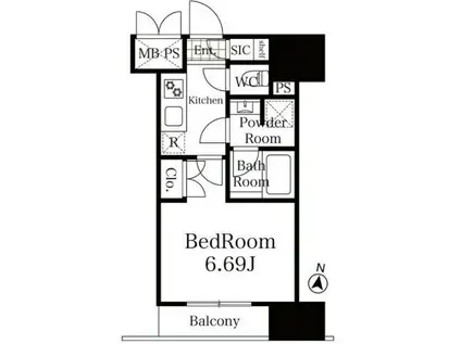 リージア上杉一丁目(1K/8階)の間取り写真