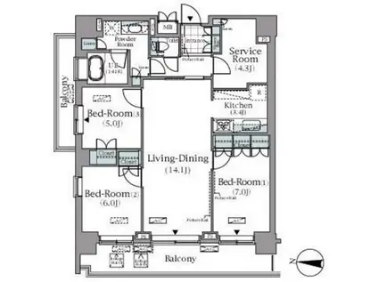 パークアクシス辰巳ステージ(4LDK/8階)の間取り写真