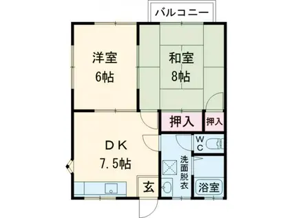 ハイツリバーヒルズ(2DK/2階)の間取り写真