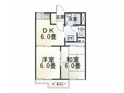 タウニィ山本 B棟(2DK/2階)の間取り写真