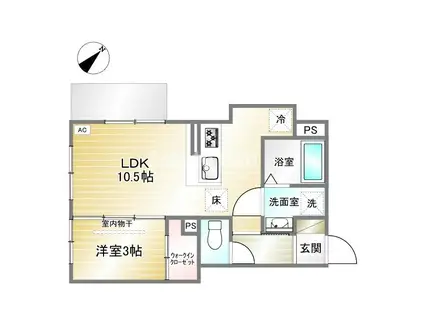 LAMAISON大池町(1LDK/1階)の間取り写真