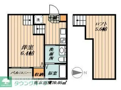 シェモア中島町(1K/2階)の間取り写真