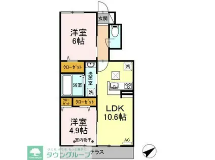 令美の杜(2LDK/1階)の間取り写真