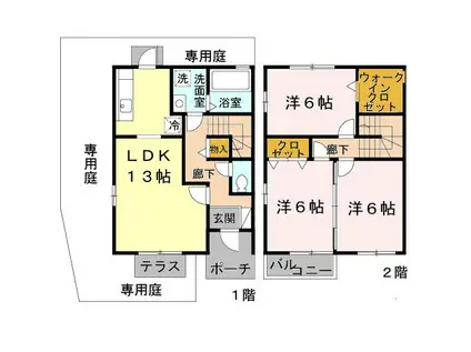 フローラルIV(3LDK/1階)の間取り写真