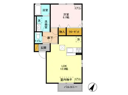 グランジェ I(1LDK/1階)の間取り写真