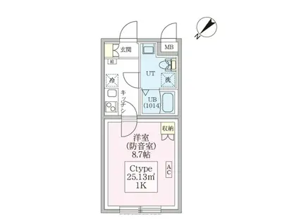 スカイクライシス平和台(1K/1階)の間取り写真