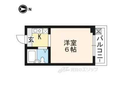 洛南ハイツ(1K/2階)の間取り写真