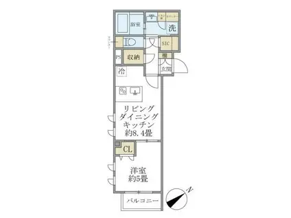 コンポジット早稲田鶴巻町(1LDK/2階)の間取り写真