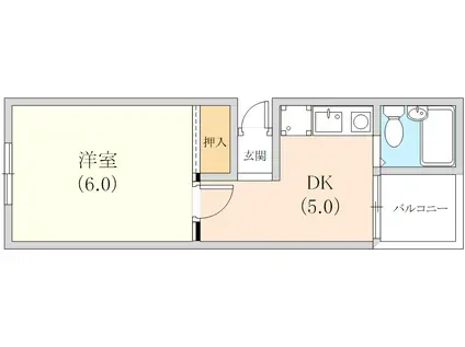 MARE(1DK/6階)の間取り写真