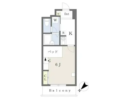 FLAT郡山(1K/10階)の間取り写真