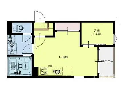 R-SMART KAROS小鶴新田(1LDK/1階)の間取り写真