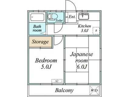 クローバーハウス(2K/1階)の間取り写真