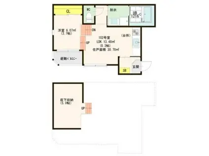 地下鉄桜通線 車道駅 徒歩8分 3階建 築9年(1LDK/1階)の間取り写真