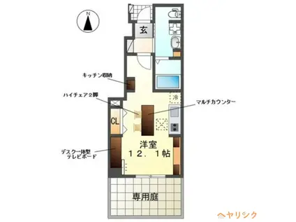 名鉄犬山線 西春駅 徒歩19分 2階建 築1年(ワンルーム/1階)の間取り写真