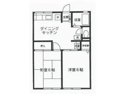シティハイム 山川ハイツA(2DK/2階)の間取り写真