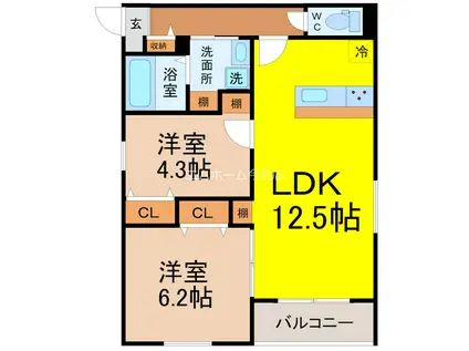 RUSCELLO守山(2LDK/3階)の間取り写真