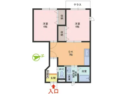 サンパティーク24(2DK/1階)の間取り写真