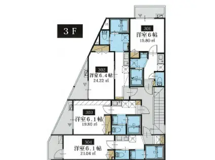 GRAN DEUR東和(1K/3階)の間取り写真