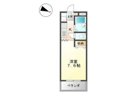 サンルームあじさい(1K/1階)の間取り写真