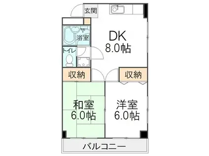 グレース鎌ヶ谷I(2DK/1階)の間取り写真